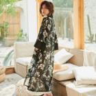 Bell-sleeve Floral Printed Open-front Light Jacket As Shown In Figure - One Size