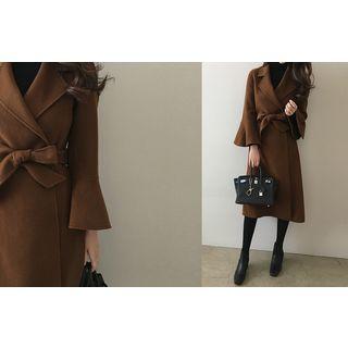 Bell-sleeve Wool Coat With Sash