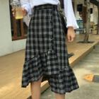 Plaid Asymmetrical A-line Skirt As Shown In Figure - One Size