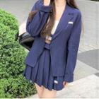 Open-front Blazer / Camisole Top / Pleated Mini A-line Skirt