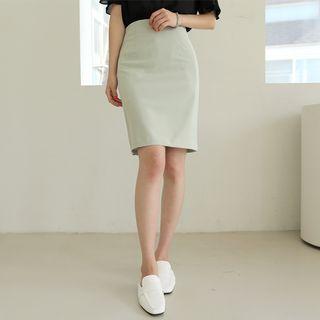 Colored Zip-back H-line Skirt