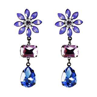Flower Gemstone Drop Earring / Clip-on Earring