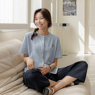 Letter Heart-patched Cardigan