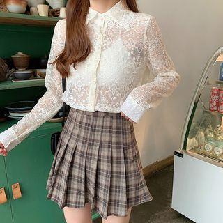 Sheer-lace Long-sleeve Shirt