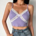Lace-trimmed Ribbed Cropped Camisole