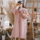 Hooded Bow Accent Midi Coat