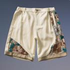 Floral Embroidered Straight Cut Shorts