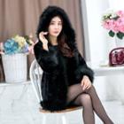Furry Hooded Jacket Black - One Size
