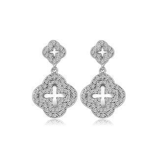 Fashion Simple Four-leafed Clover Earrings With Cubic Zirconia Silver - One Size