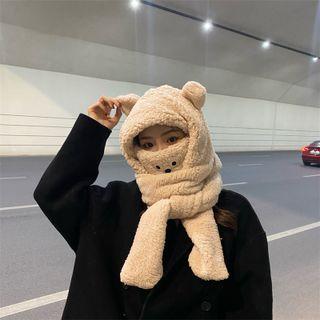Bear Chenille Hooded Scarf