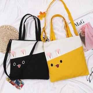 Two-tone Cartoon Crossbody Tote Bag