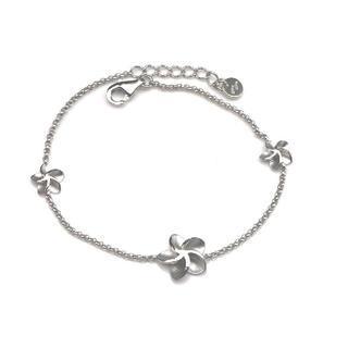 Bling Bling Platinum Plated 925 Silver Forget Me Not Flower Bracelet (6.5)
