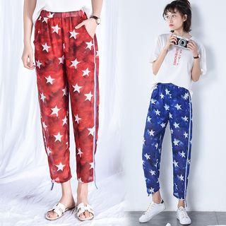 Star Print Cropped Pants