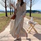 Smocked-panel Floral Print Long Dress