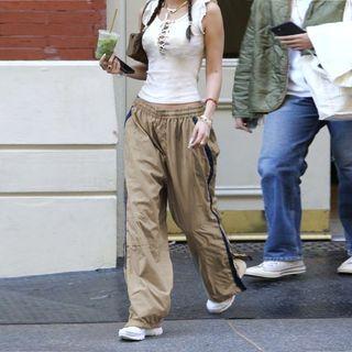 Mid Rise Two-tone Wide Leg Pants