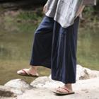 Cropped Wide-leg Pants Indigo - One Size