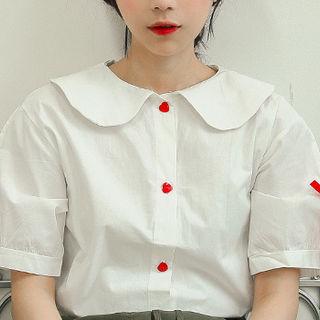 Peter Pan-collar Beribboned Blouse