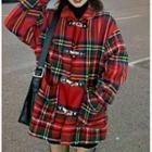 Plaid Toggle Jacket Red - One Size