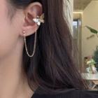 Rhinestone Butterfly Chained Earring 1 Pc - As Shown In Figure - One Size
