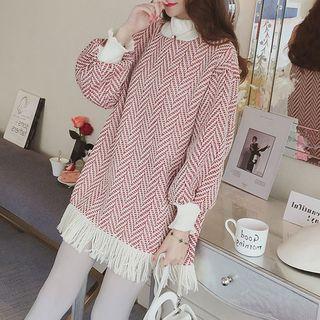 Mock-neck Patterned Long Sweatshirt