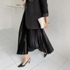 Accordion-pleat Maxi Satin Skirt Black - One Size