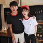 Couple Matching Short-sleeve Embroidered T-shirt / Shorts