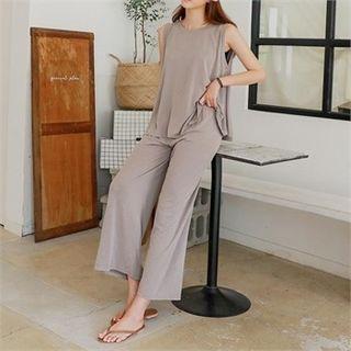 Set: A-line Tank Top + Band-waist Pants