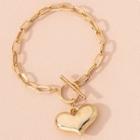 Heart Pendant Alloy Bracelet S045 - Heart - Gold - One Size