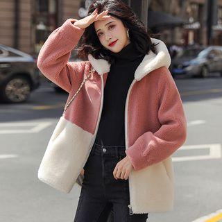 Two-tone Hooded Fleece Zip Jacket