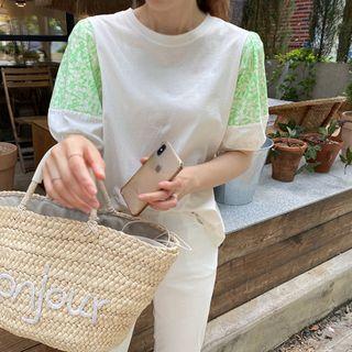Round-neck Print-sleeve T-shirt
