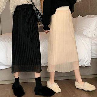 Reversible Knit Mesh Midi A-line Skirt
