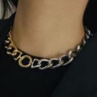 Chunky Chain Stainless Steel Choker Gold & Silver - One Size