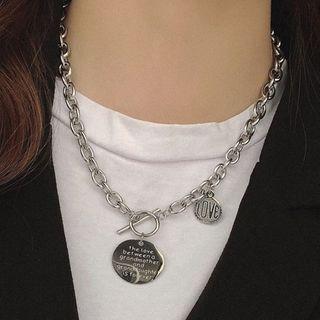 Stainless Steel Lettering Pendant Necklace Stainless Steel - As Shown In Figure - One Size