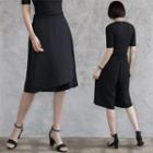 Band-waist Chiffon Wrap-front Shorts Black - One Size