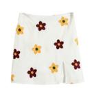 Mini Flower Embroidered A-line Skirt