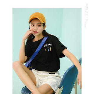 Pencil Embroidered Short-sleeve T-shirt