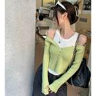 Plain Tank Top / Long-sleeve Button-up Slim-fit Plain Top