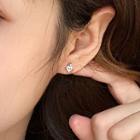 Rhinestone Stud Earring Platinum Plating & Silver Needle - Silver - One Size