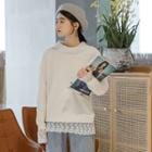 Lace Hem Pullover Off-white - One Size