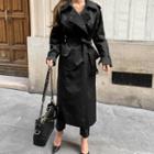 Snap-button Maxi Trench Coat