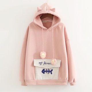 Cat Ear Lettering Hoodie
