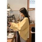 V-neck Ribbed Sweater Yellow - One Size