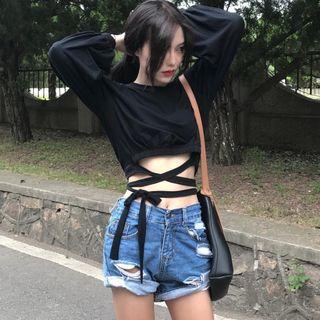 Lantern Sleeve Cropped Top
