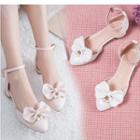 Bow Accent Block Heel Ankle Strap Sandals