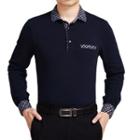 Plaid Collar Long Sleeve Polo Shirt