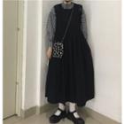 Plaid Blouse / Sleeveless Midi Dress