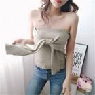 Tie-front Knit Tube Top