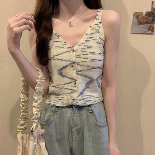 V-neck Button Knit Camisole Top