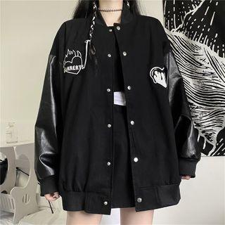 Heart Embroidery Baseball Jacket