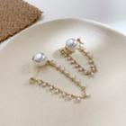 Faux Pearl Chain Earring 1 Pair - Gold - One Size
